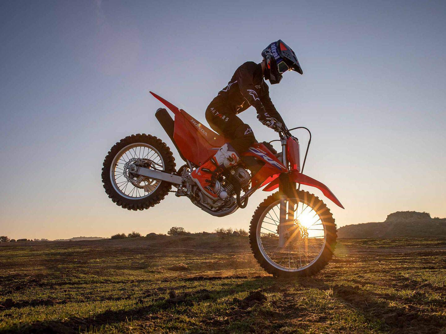 The CRF250F gets props for its impressive and well-balanced suspension.