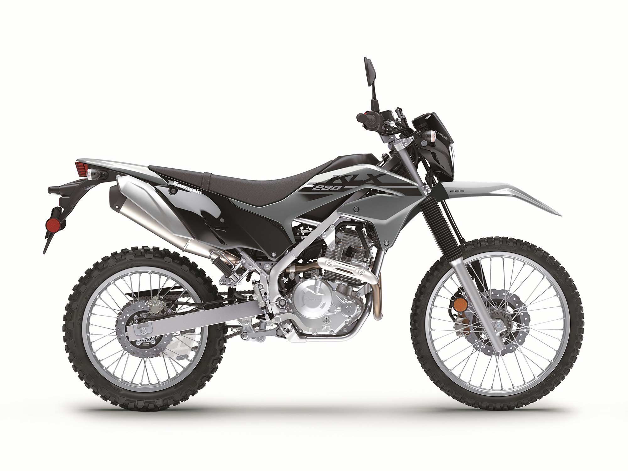 The base KLX230 only comes in Battle Gray.