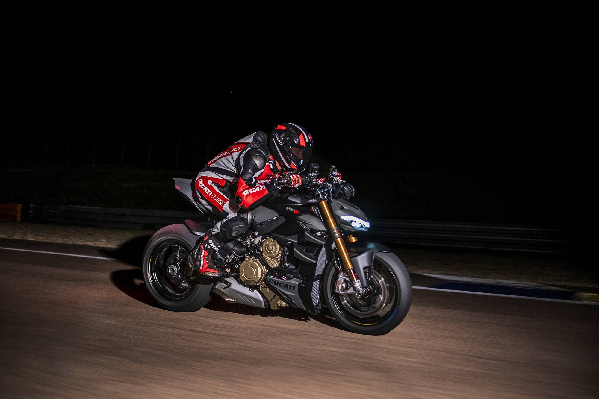 Careful with the flash, man! The Ducati Streetfighter V4 S shows off some night moves.