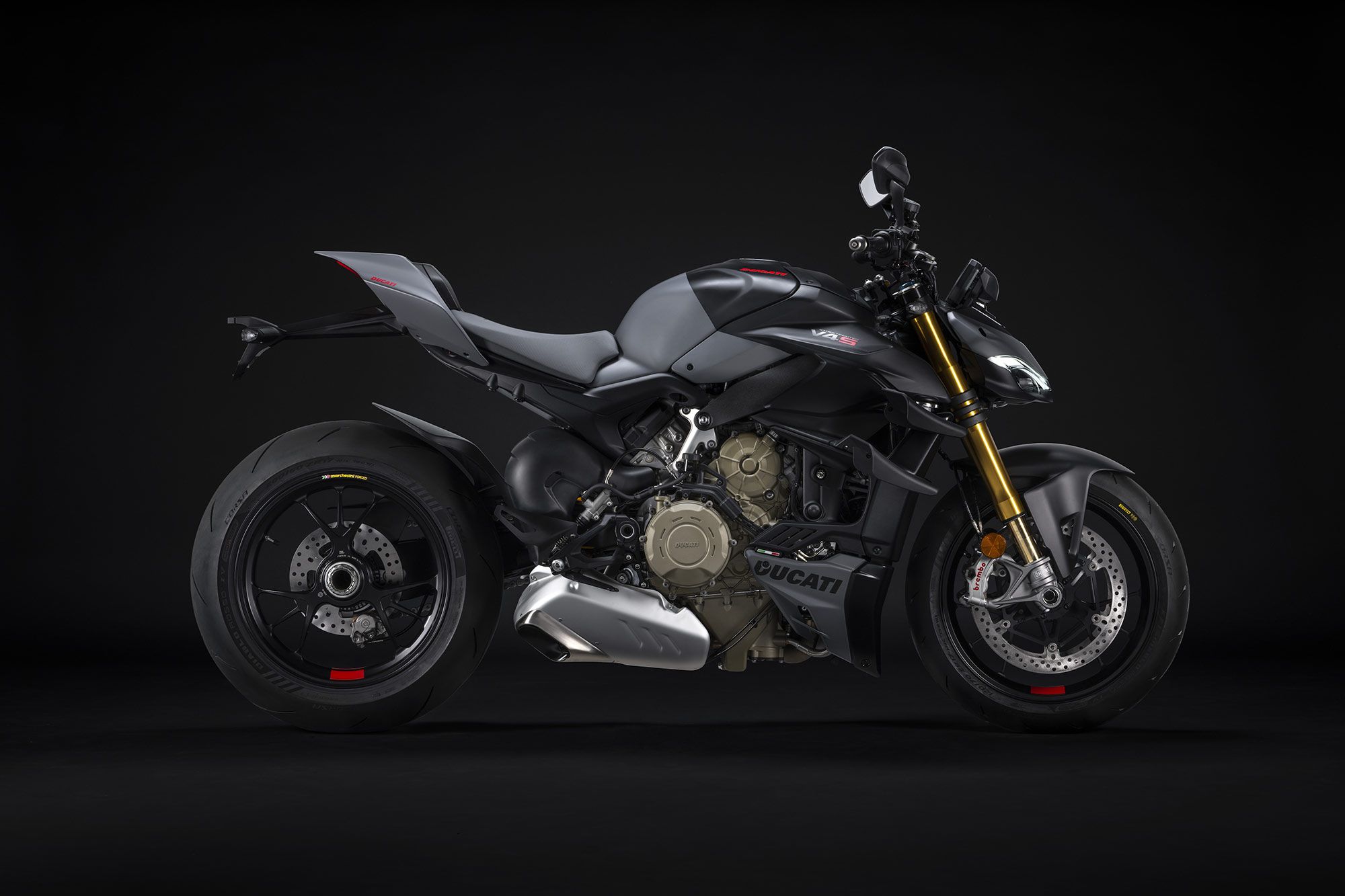 The Ducati Streetfighter V4 S in Grey and Nero livery.
