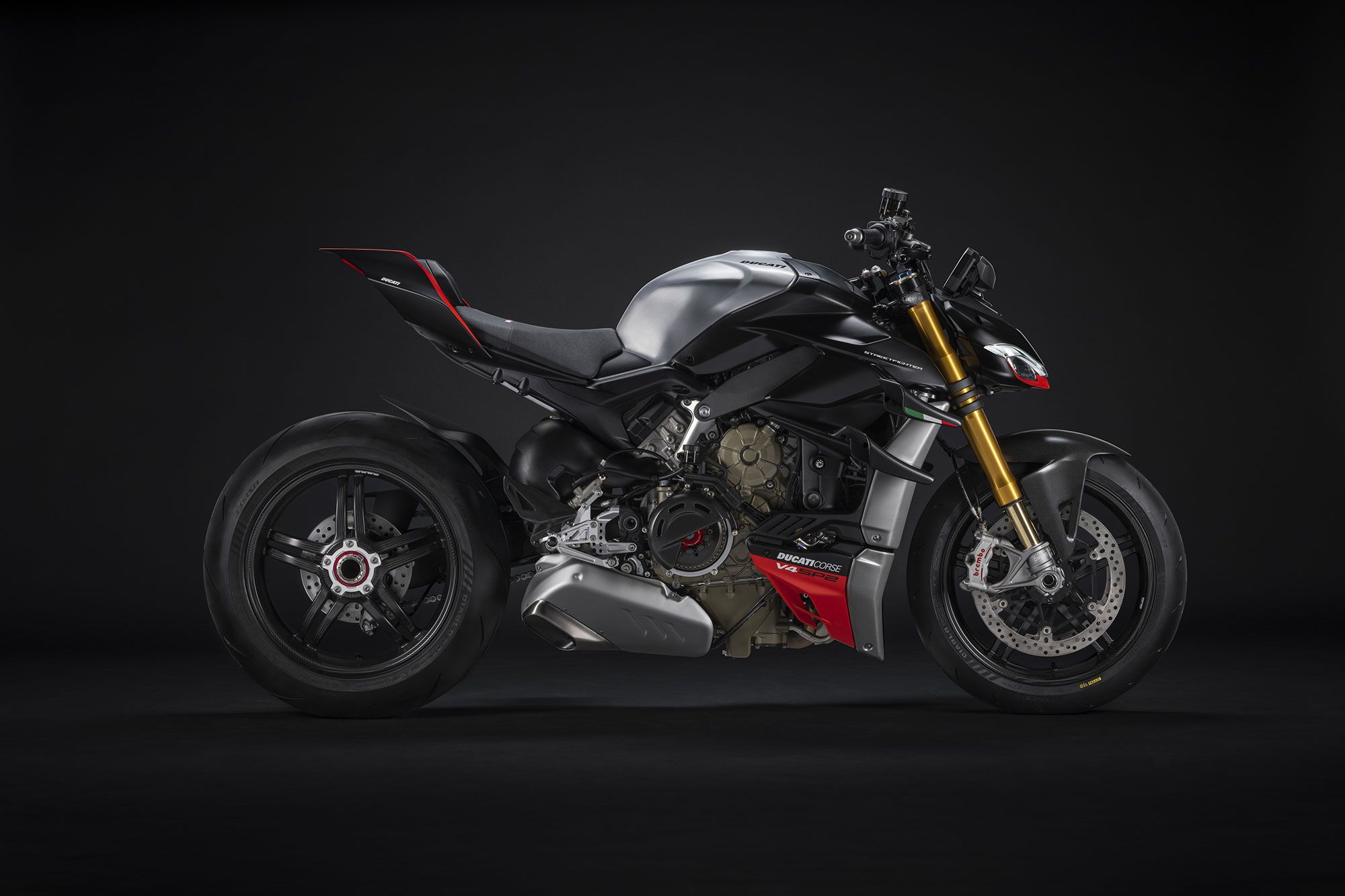 The Ducati Streetfighter V4 SP2 in Winter Test livery.