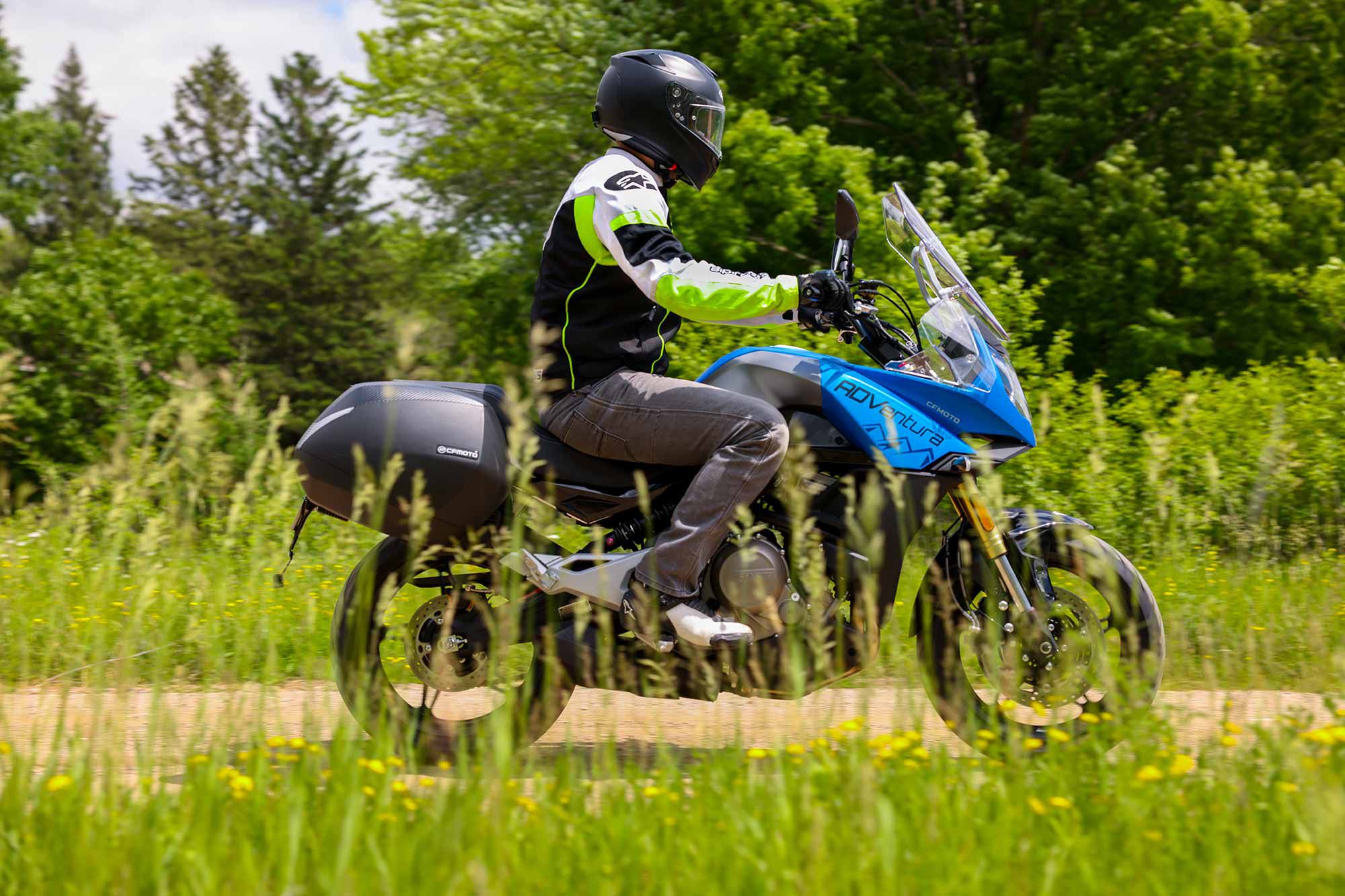 The 650 Adventura offers just enough ground clearance and suspension travel to explore off the beaten path.