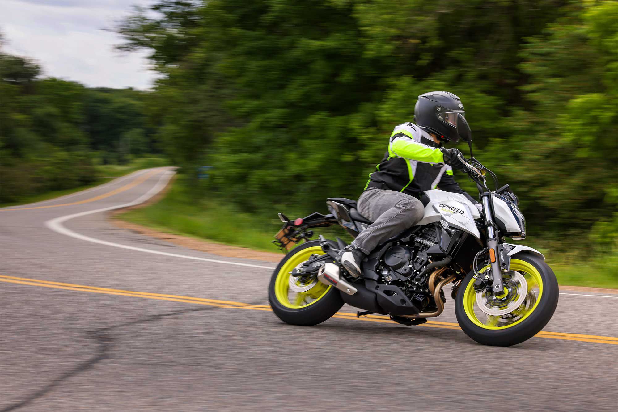 The 650NK chassis is well-sorted and feels planted when the riding turns spirited.