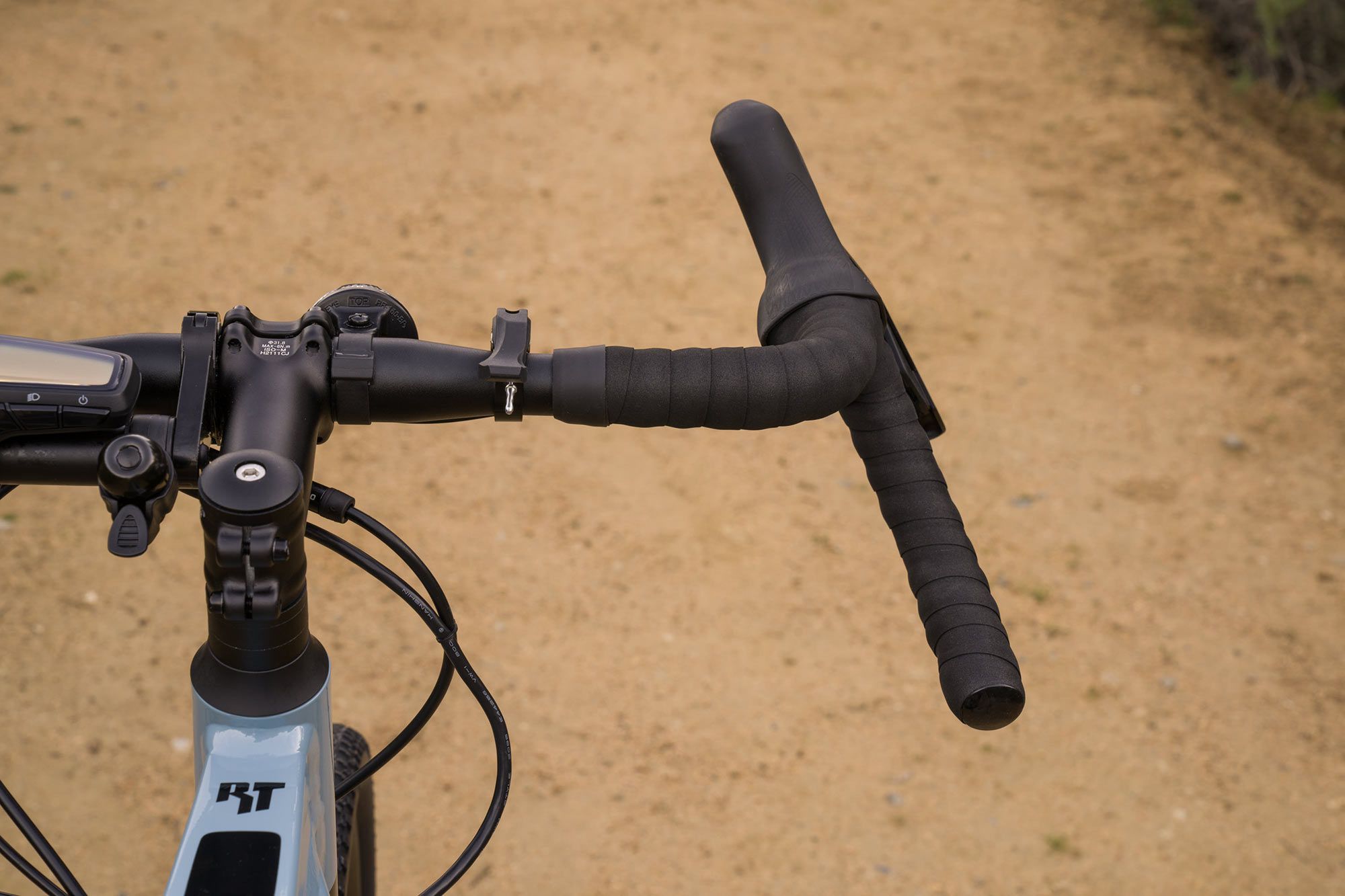 In typical road bicycle form, the Wabash RT employs aggressive ergonomics with a flared drop bar.