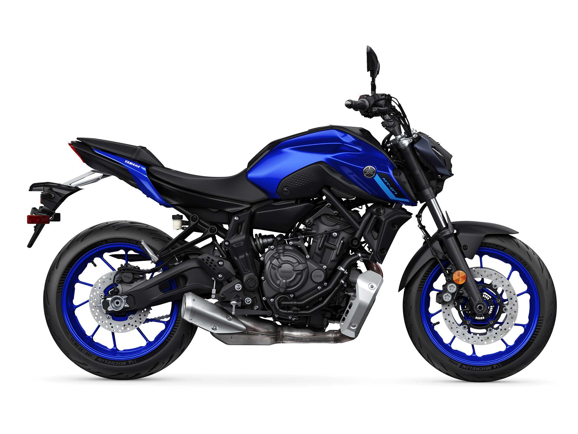 The 2023 Yamaha MT-07. The combination of simple design and character-rich engine makes for a great mid-displacement offering.