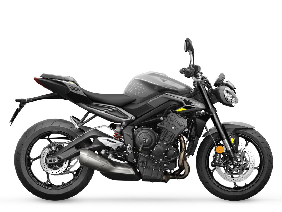 The 2023 Street Triple 765 R (shown) is your entry into the three-bike Street Triple lineup.