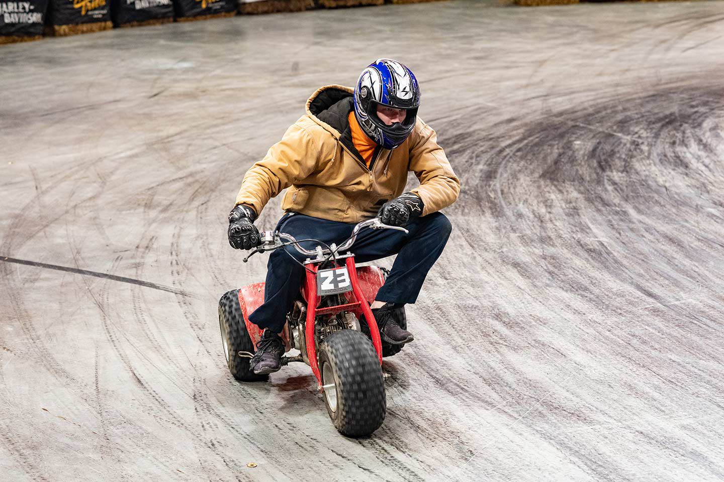 Charlie Wick balances glory and danger aboard his three-wheeler in the 65/85 class.