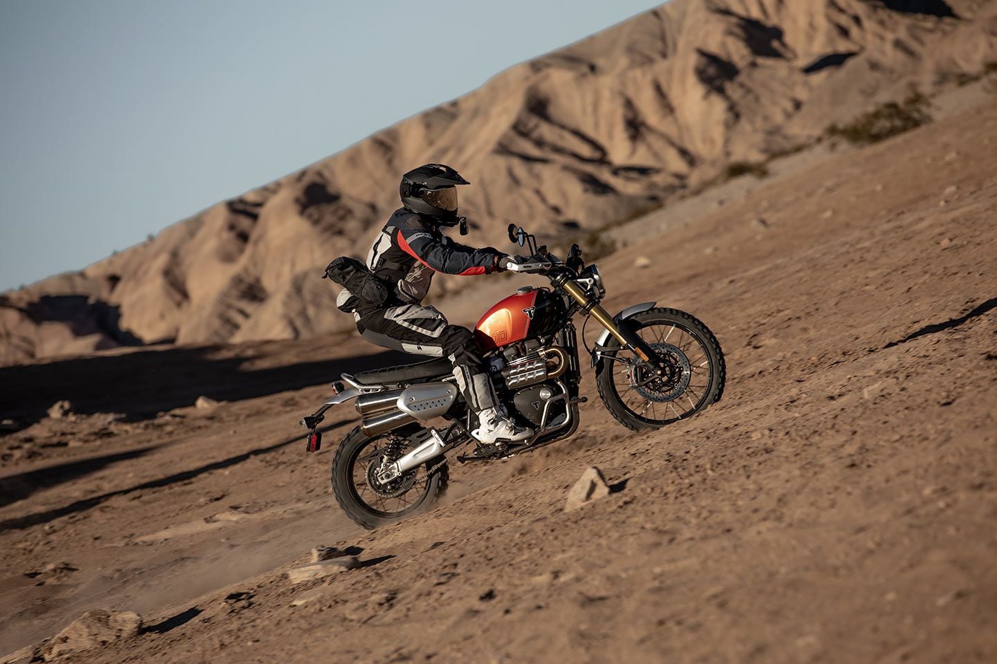 The Scrambler 1200 XE’s ergonomics are well throughout and it is capable and relatively easy to ride in the dirt and on the road.