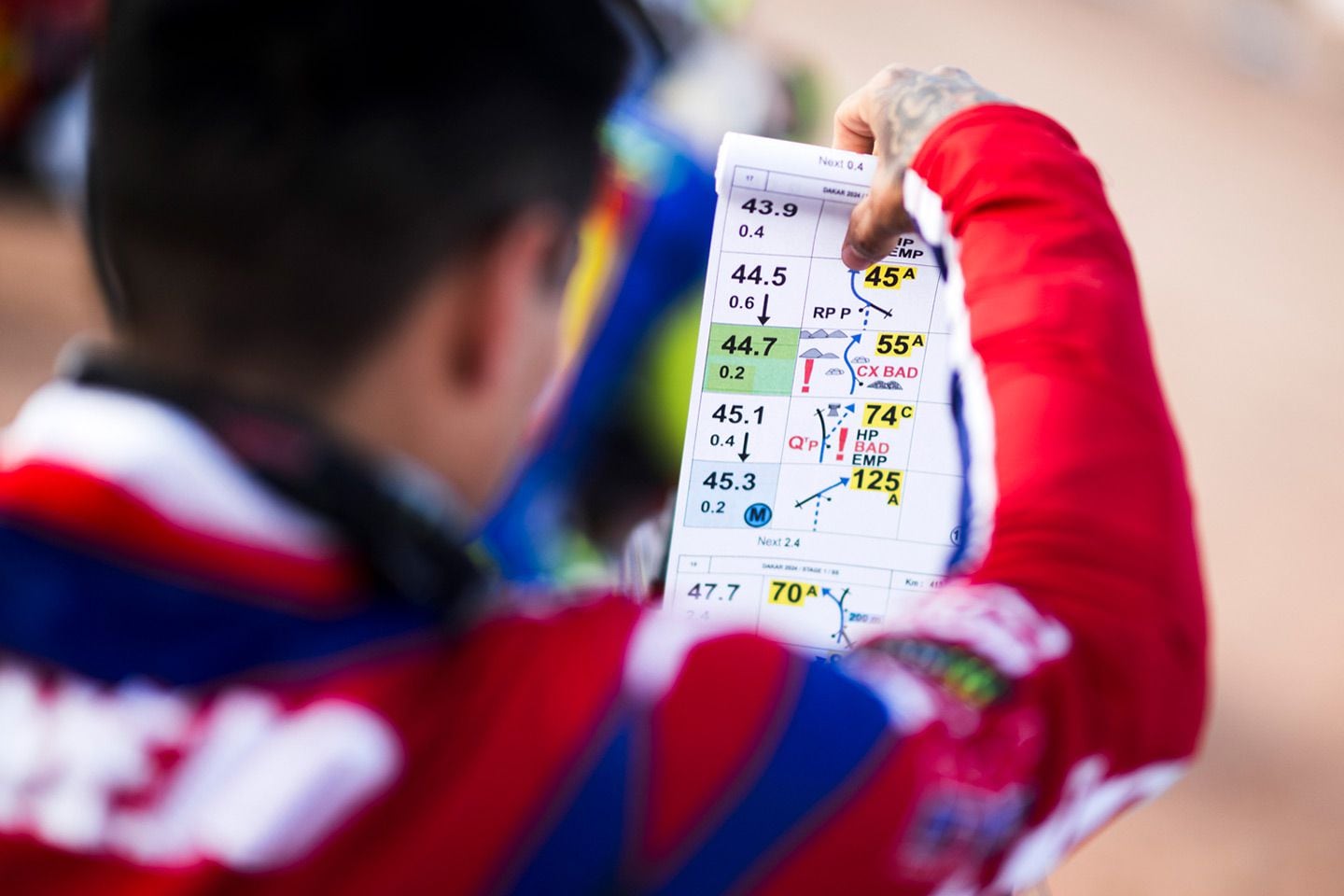 Still printed on scrolls of paper, maps give the barest idea of what awaits. José Ignacio “Nacho” Cornejo Florimo, of the Monster Energy Honda team, reviews the route.