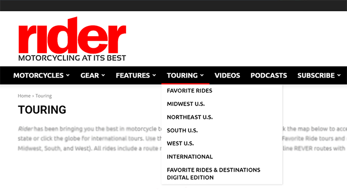 Rider magazine touring website